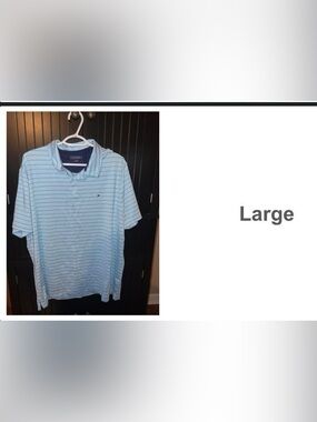 crown & ivy Light Blue Striped Polo Shirt